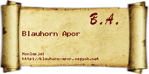 Blauhorn Apor névjegykártya
